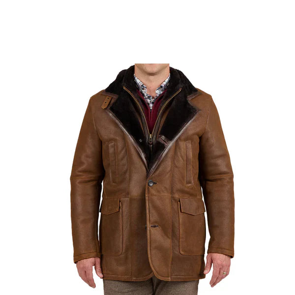 Fur Double Shearling Premium Brown Leather Coat