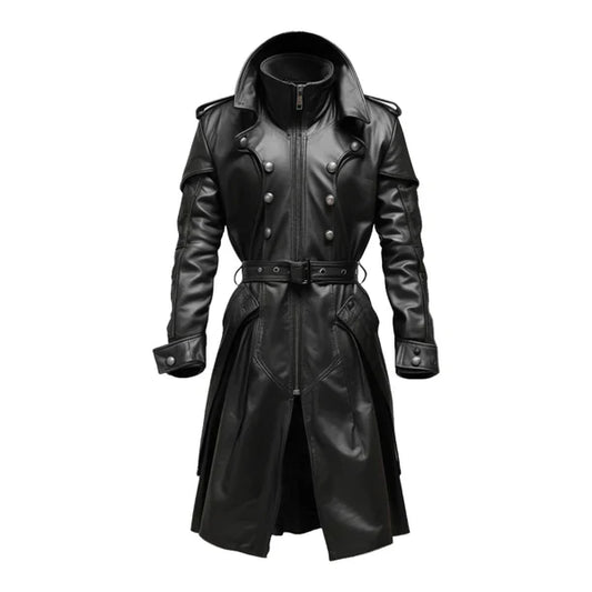 Stylish Hooded Genuine Black Leather Coat