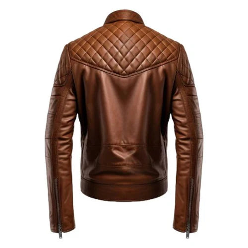 Men's Brown Racer Biker Leather Jacket