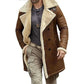 Men's Aviator Shearling Genuine Brown Leather Coat