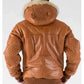 Men's Basic Fur Collar Brown Leather jacket