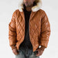 Men's Basic Fur Collar Brown Leather jacket