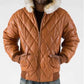 Men's Basic Fur Collar Brown Leather jacket