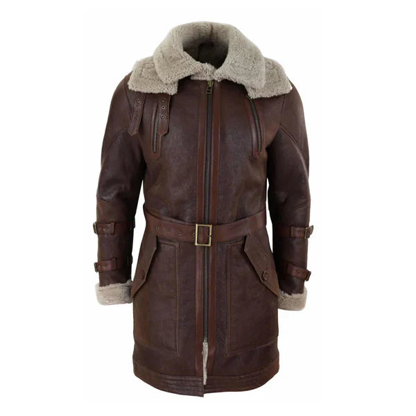 Men's RAF Aviator Shearling Real Bomber Leather Coat