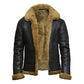 Men's B3 Faux Shearling Flying Bomber Black Leather Jacket