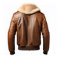 Men's Aviator Casual Lapel Faux Shearling Brown Leather Jacket