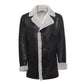 Jozef's Buttoned Shearling Black Leather Coat