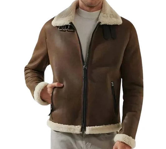 Men's B3 Faux Shearling Brown Leather Jacket