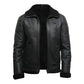 Men's Faux Shearling Flying Black Leather Jacket