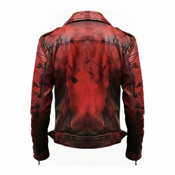 Men's Halloween Bloody Red Leather Jacket