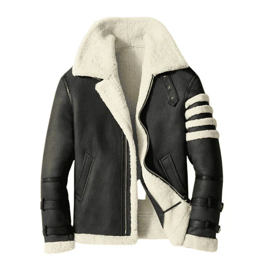 Men's B3 Faux Shearling Black & White Bomber Jacket