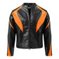 Men's Cropped Black Orange Biker Leather Jacket