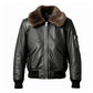 Men's B3 Aviation Lapel Black Faux Shearling Leather Jacket