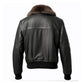 Men's B3 Aviation Lapel Black Faux Shearling Leather Jacket