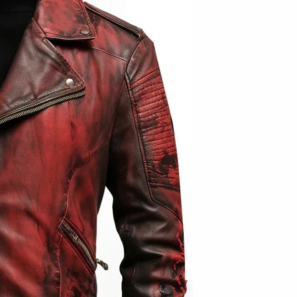 Men's Halloween Bloody Red Leather Jacket