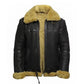 Men's Black Faux Shearling Bomber Real Leather Jacket