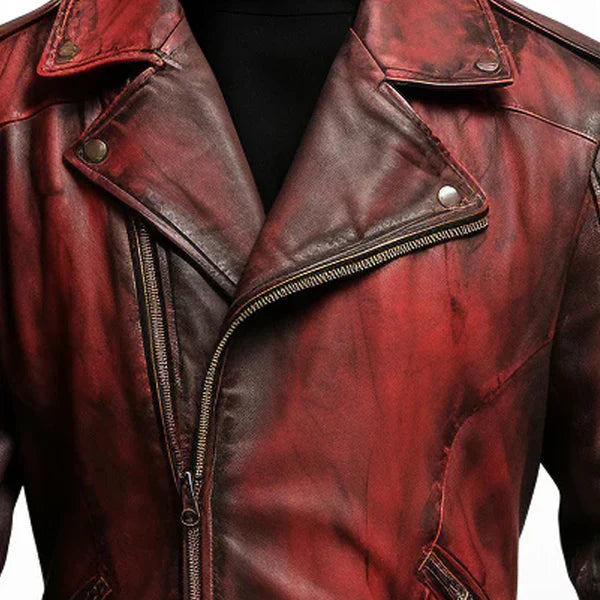 Men's Halloween Bloody Red Leather Jacket