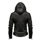 Men's Black Hooded Biker Leather Jacket