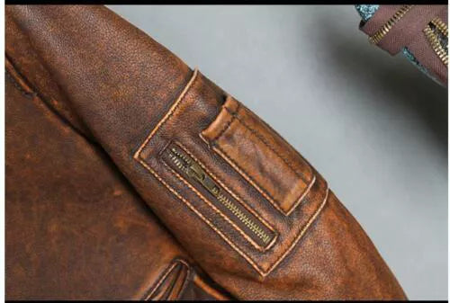 A2 Aviator Brown Bomber Genuine Leather Jacket