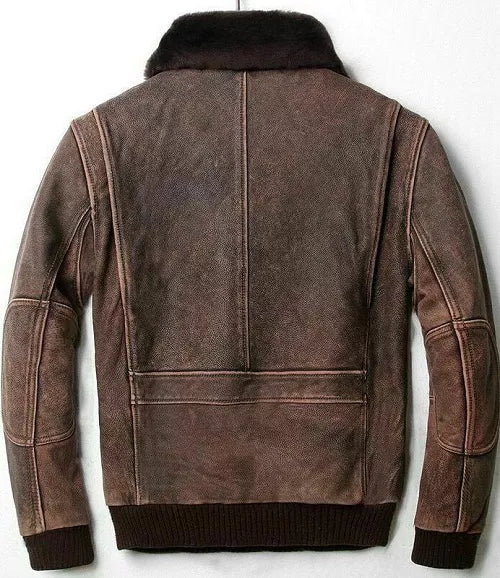 A2 Bomber Flight Distressed Brown Genuine Leather Jacket