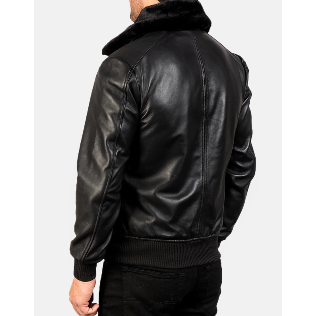 Airin G-1 Black Leather Bomber Jacket