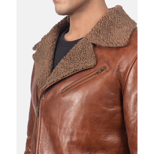 Alberto Brown Leather Shearling Jacket