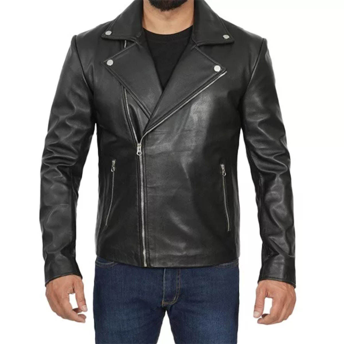 Asymmetrical Biker Leather Jacket