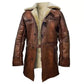 Bane Coat Brown Genuine Leather Coat Faux Shearling Costume