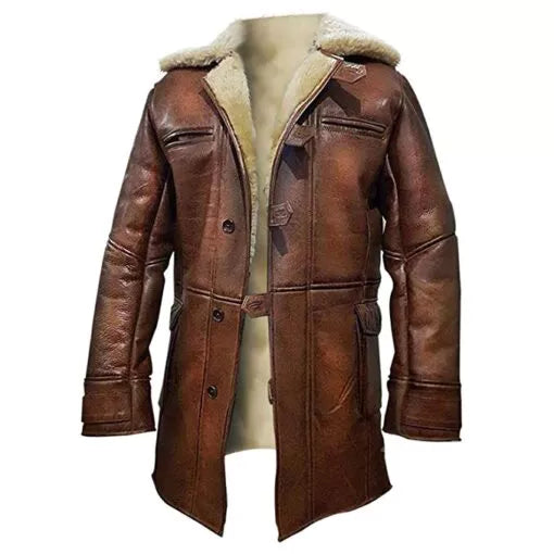 Bane Coat Brown Genuine Leather Coat Faux Shearling Costume