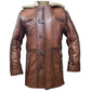 Bane Coat Brown Genuine Leather Coat Faux Shearling Costume