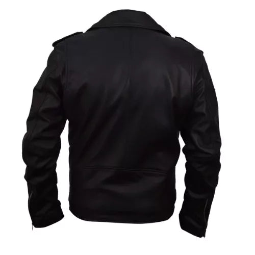 Belted Rider Black Biker Faux Leather Jacket