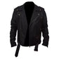 Belted Rider Black Biker Faux Leather Jacket