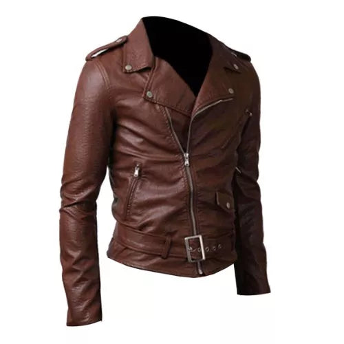 Belted Rider Brown Genuine Cowhide Leather Jacket