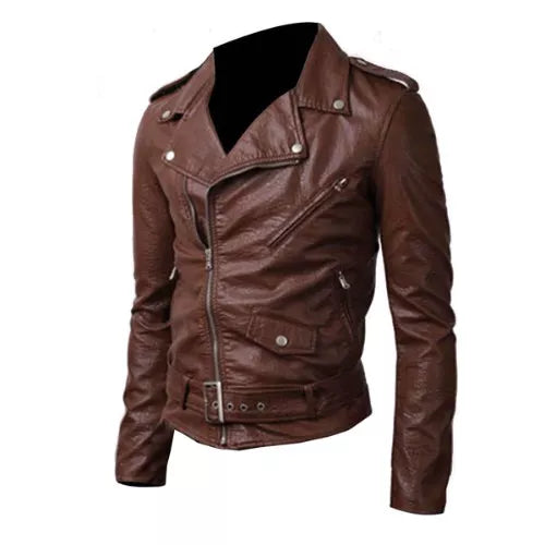 Belted Rider Brown Genuine Cowhide Leather Jacket