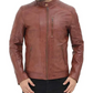 Benjamin Mens Cafe Racer Brown Leather Jacket