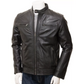 Black Leather Double Pockets Biker Jacket Men’s