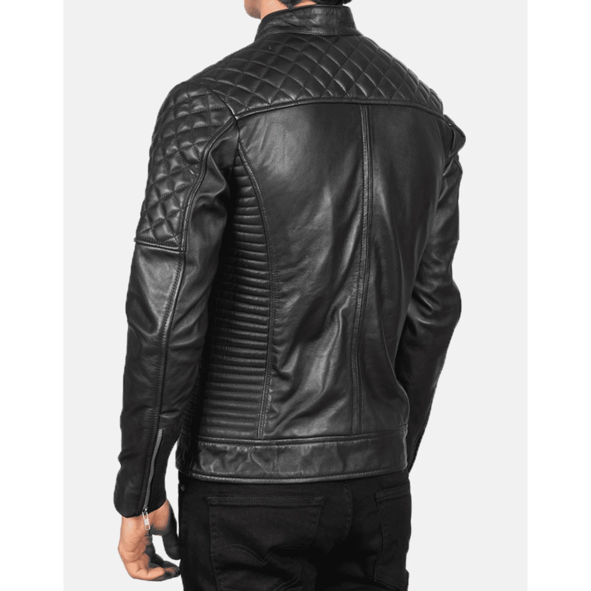 Black Fernando Quilted Biker Leather Jacket