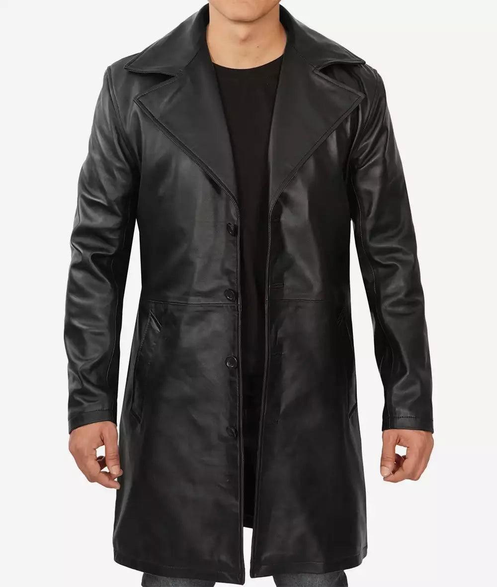 Men's Premium Lambskin Real Leather Black Coat