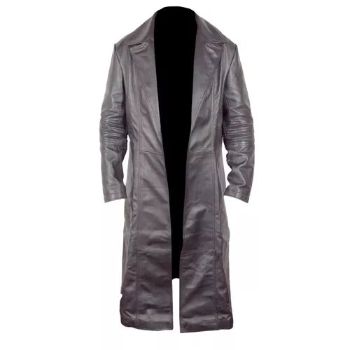 Blade Trinity Black Faux Leather Coat with Buttons