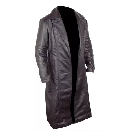 Blade Trinity Black Faux Leather Coat with Buttons