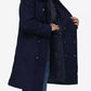 Men's Double-Breasted Navy Blue Long Wool Coat