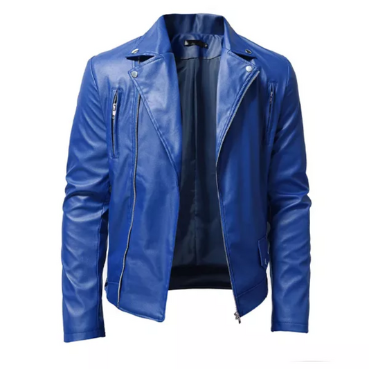 Blue Leather Jacket Mens