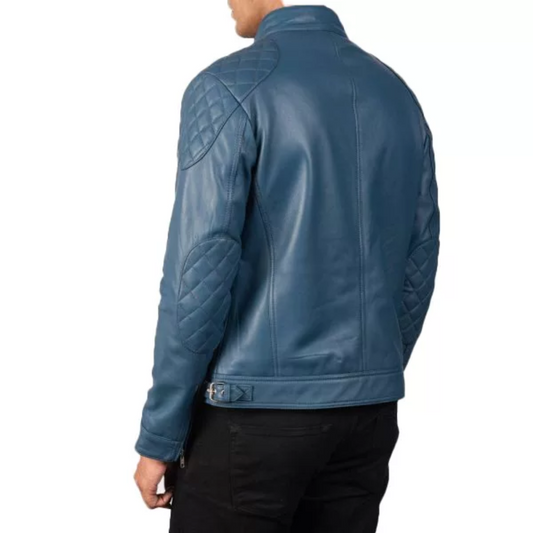 Blue Quilted Jacket Mens