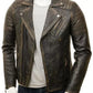 Cafe Racer Distressed Black Faded Seams Genuine Leather Jacket