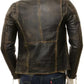 Cafe Racer Distressed Black Faded Seams Genuine Leather Jacket