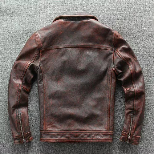 Cafe Racer Distressed Brown Genuine Biker Leather Jacket