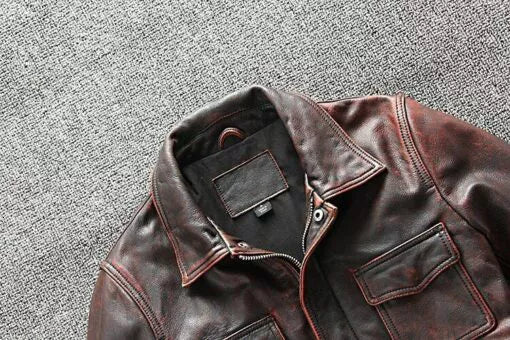 Cafe Racer Distressed Brown Genuine Biker Leather Jacket