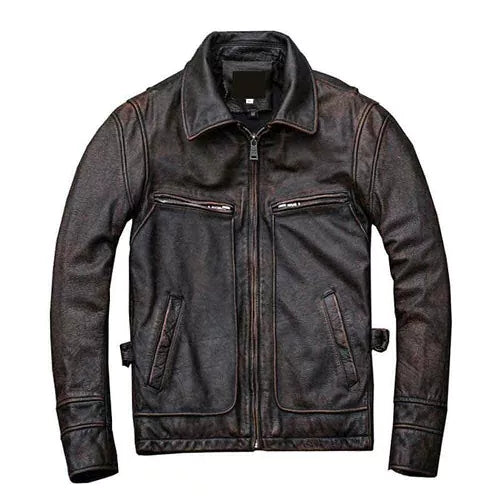 Cafe Racer Distressed Brown Genuine Leather Jacket