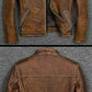 Cafe Racer Distressed Tan Brown Genuine Biker Leather Jacket