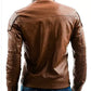 Cafe Racer Sheepskin Genuine Brown Leather Jacket